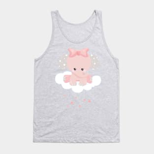 Elephant On A Cloud, Cute Elephant, Crown, Stars Tank Top